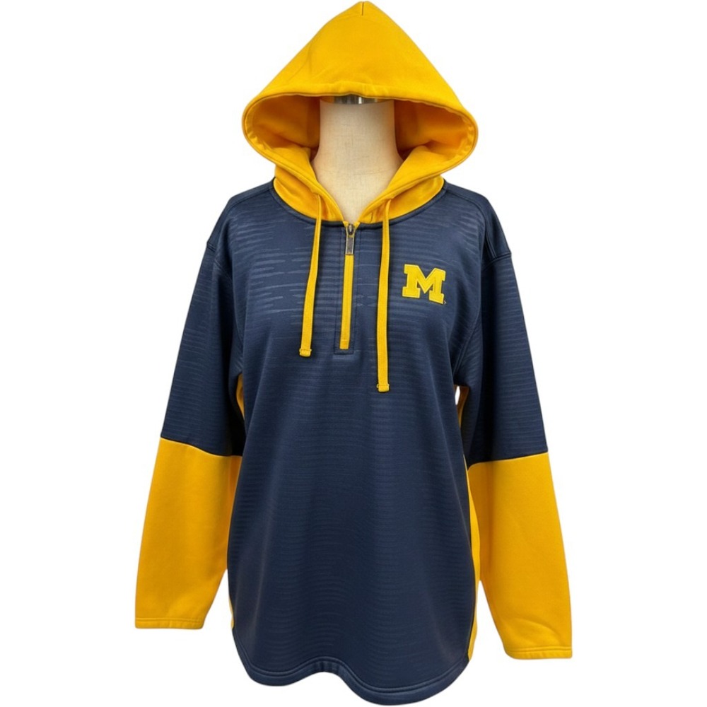 Colosseum Youth Michigan Wolverines Navy 1/4 Zip Hoodie Sweatshirt  Size L 16-18